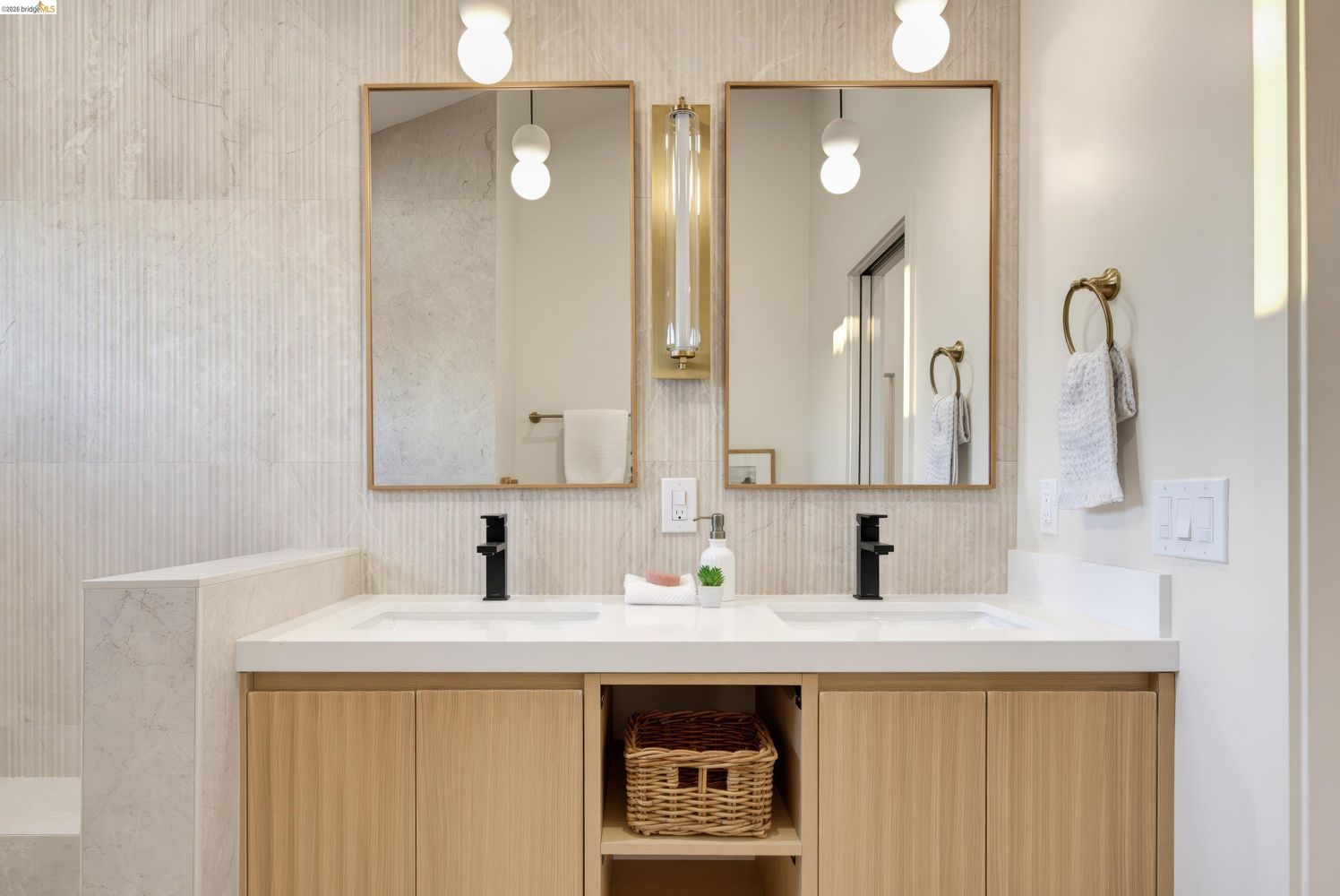 Berkeley bathroom double vanity with custom cabinetry by Millwork USA